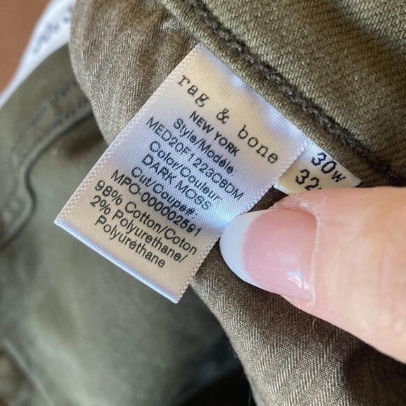 RAG AND BONE moss green jeans size 30 MENS - Picture 4 of 5